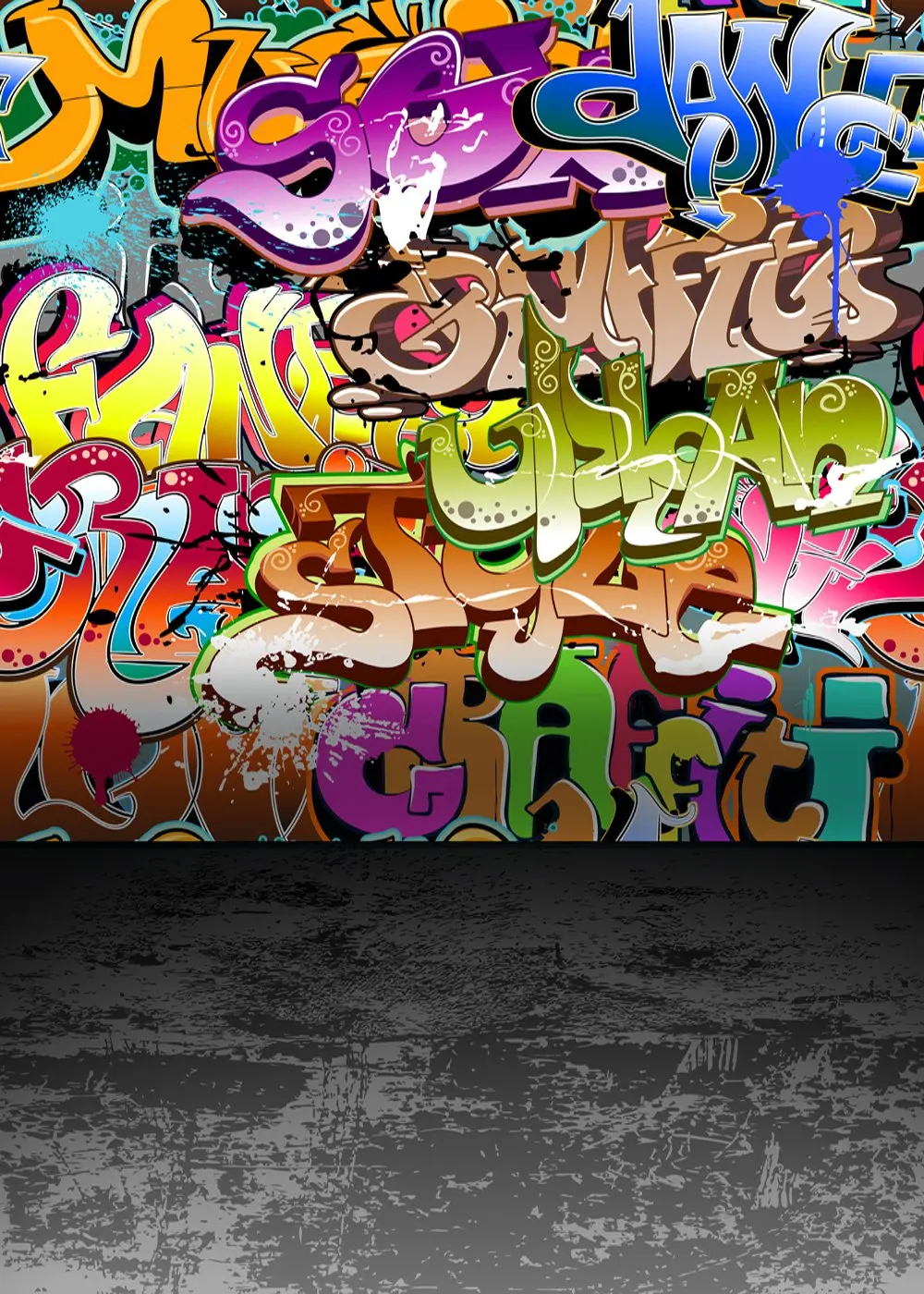 DePhoto Graffiti Hip Hop Style 80's 90's Party Pictorial Cloth Photography Background Computer-Printed Vinyl Backdrop PCK02 |