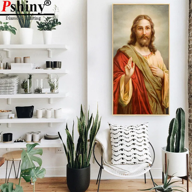 PSHINY DIY 5D Вышивка с бриллиантами продажа святое отец любит вас христианские