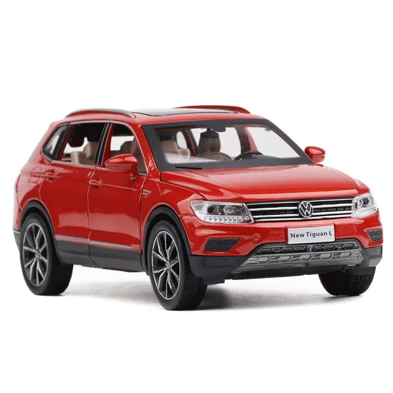 Оранжевый Высокое качество 1:32 Новая модель сплава Tiguan L, моделирование литья под давлением звука и света оттягивающаяся назад модель украшения - Цвет: Оранжевый