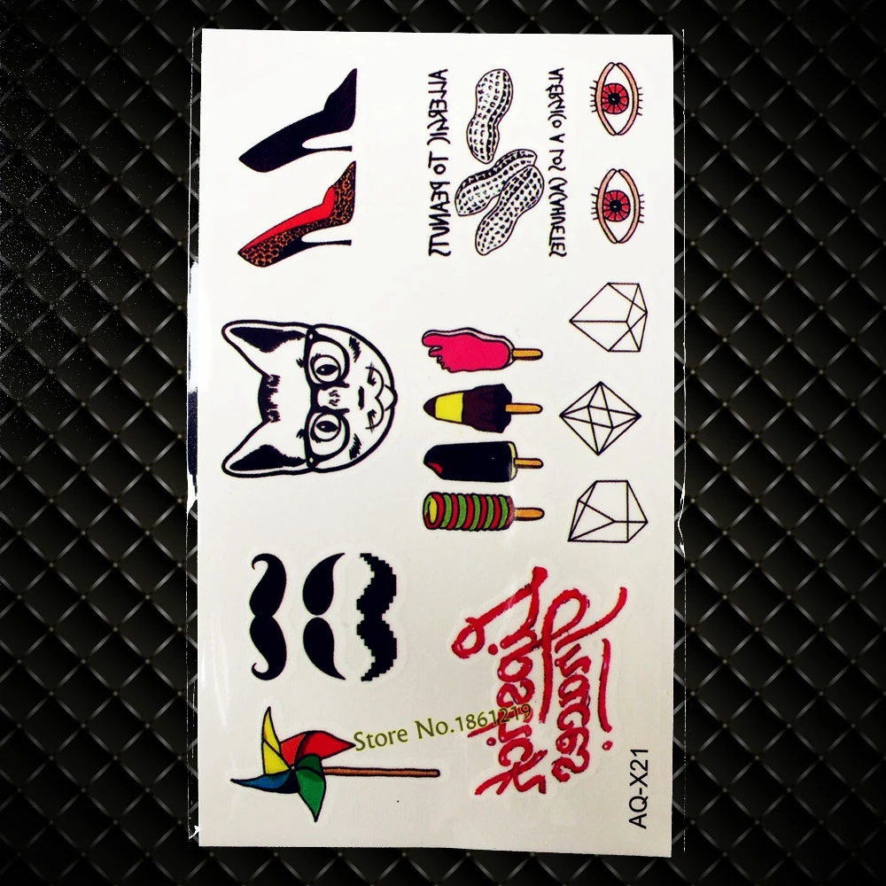 Детская Татуировка-картина для тела наклейки на каблуках кристалл кот узор