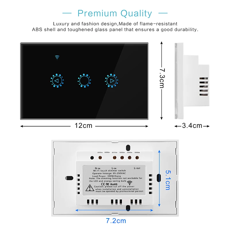US smart WiFi LED диммер стеклянная панель Пульт дистанционного управления