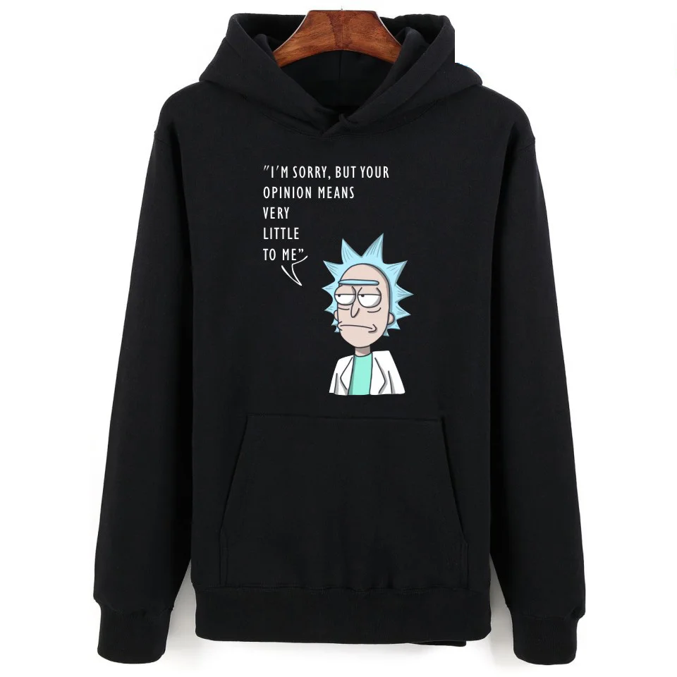 Rick and Morty/толстовки с героями мультфильмов; Лидер продаж; модные толстовки в стиле хип-хоп для мужчин и женщин; Повседневная Толстовка с круглым вырезом из полиэстера - Цвет: Черный
