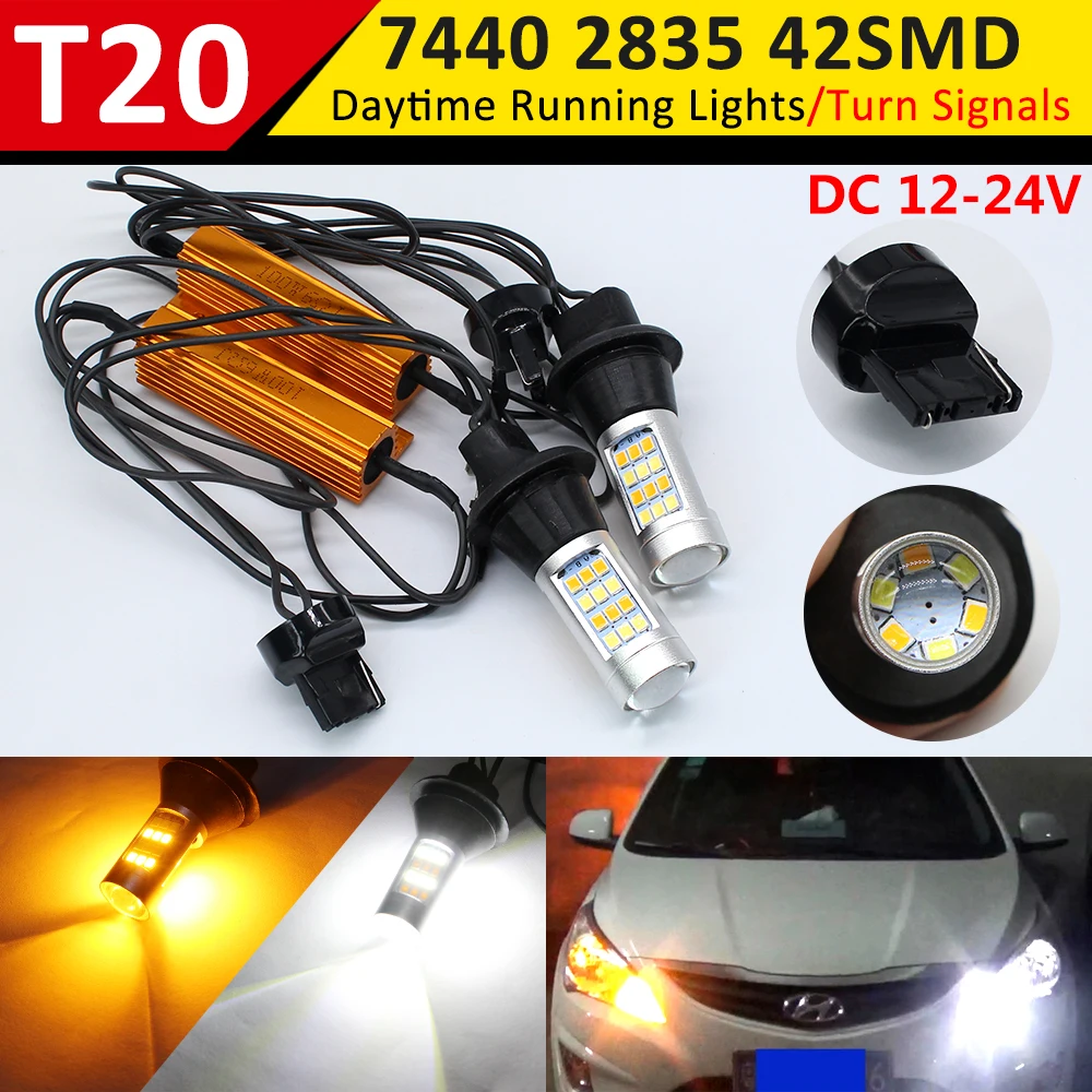 

Daytime Running Light T20 7440 LED DRL Canbus Dual Color White/Amber Auto Rear Direction Indicator Car Front Turn Signal Lights