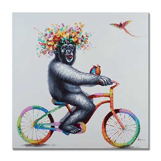 

New Handmade Modern Abstract Cartoon Animal Oil Painting Gorilla On Canvas Wall Art Artwork for Kid's Room Decorative no frame