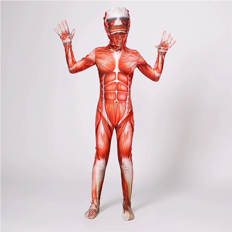 Бесплатная доставка Малыш (shingeki no kyojin) Косплэй костюм героя зентай с рисунком