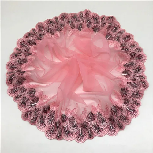 Pink peacock Красивая 100 см кружевная лента 20 см кружевная ткань с широкой отделкой Ткань DIY вышитые белые кружева отделка для шитья аксессуары украшения - Цвет: Pink peacock