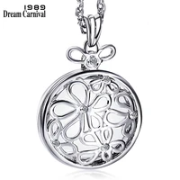 dreamcarnival 1989 crystal flowers magnifying glass pendant necklace for women mother gift jewelry rhodium gold color long chain