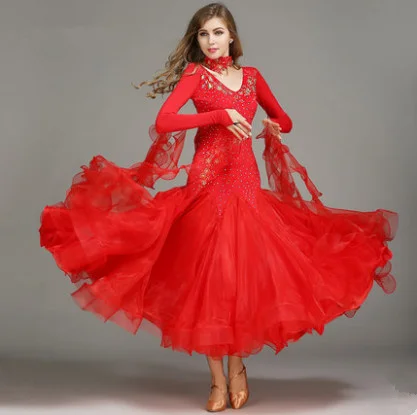 Бальные платья для танцев женские Стандартный одежда бальных конкурс Танцы