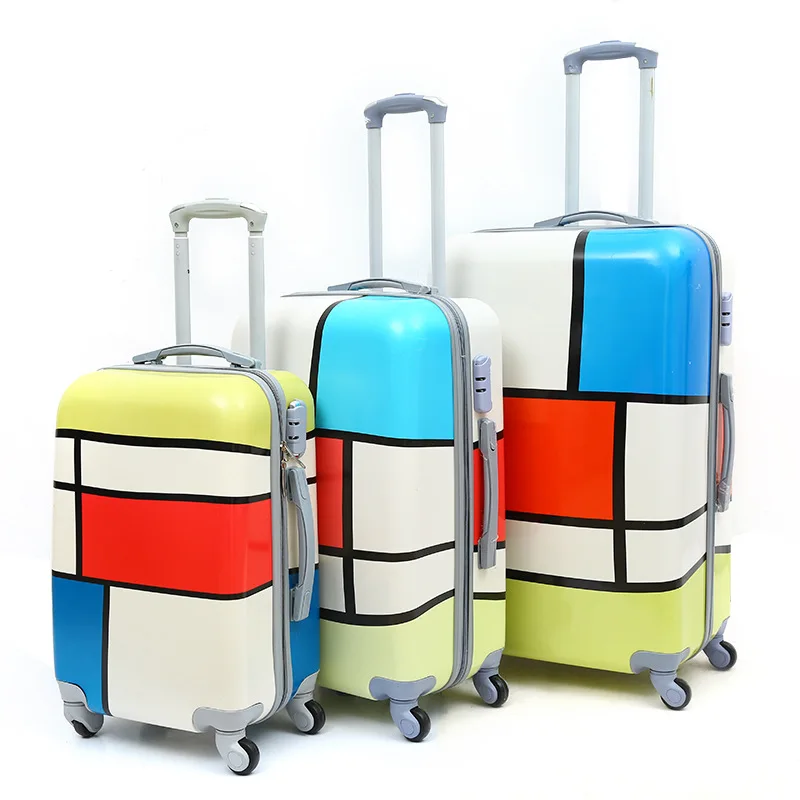 3-piece trolley case Printed pattern lock Luggage Universal wheel suitcase High quality PC Clothese storage valise20&quot24&quot28&quot | Багаж