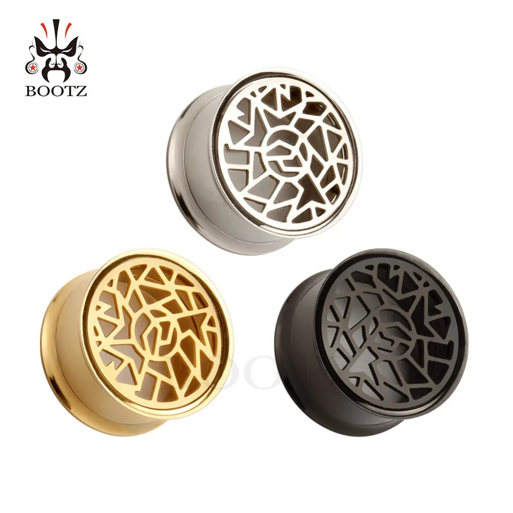

KUBOOZ Unique Fashion Stainless Steel Ear Tunnels Stretchers Piercing Body Jewelry Ear Gauges Expanders 10-20mm