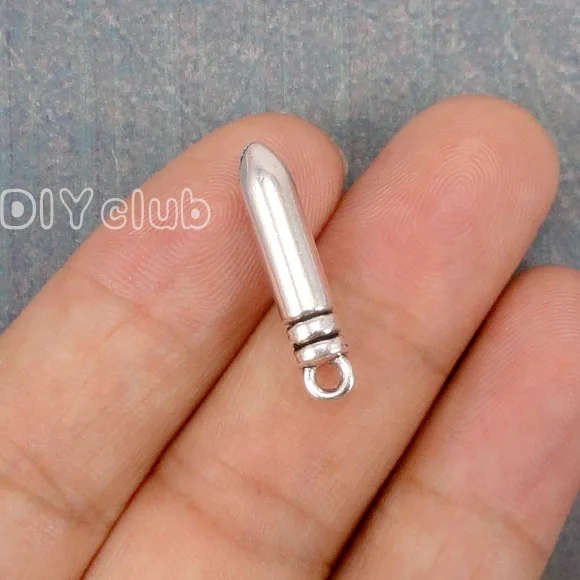

50pcs-Antique Silver 3D Bullet Charm Pendant 24x5mm