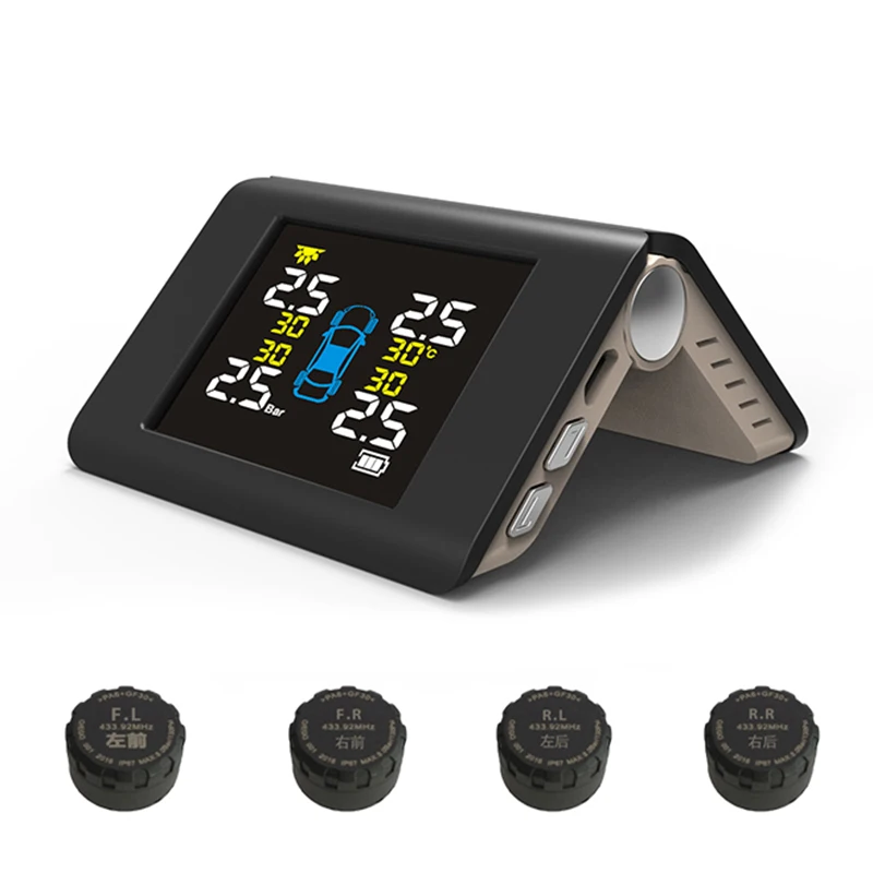 Smart Car TPMS Система Контроля Давления в Шинах Солнечная Энергия Цифровой ЖК Дисплей