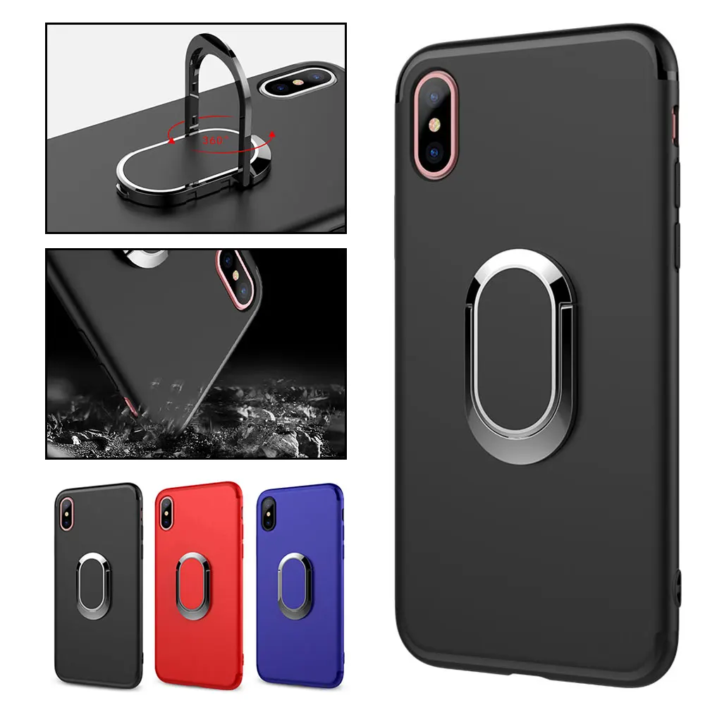 KISSCASE матовый чехол для телефона из ПК iPhone X XR XS MAX 7 Plus чехлы с держателем колец 8 6 6S