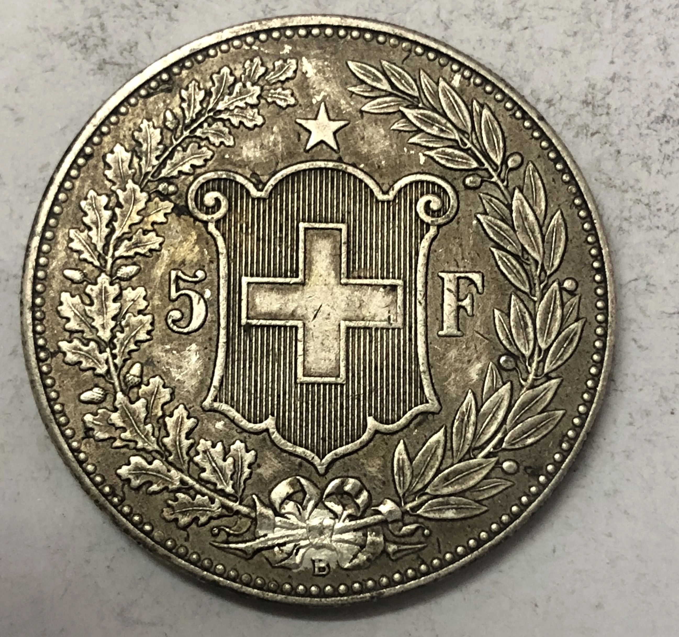 1907 Швейцария 5 Франкен Посеребренная монета КОПИЯ | Дом и сад