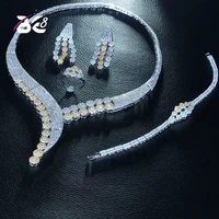 be 8 luxury sparking brilliant aaa cz 2 tones earrings necklace heavy dinner jewelry set wedding bridal dress accessories s256