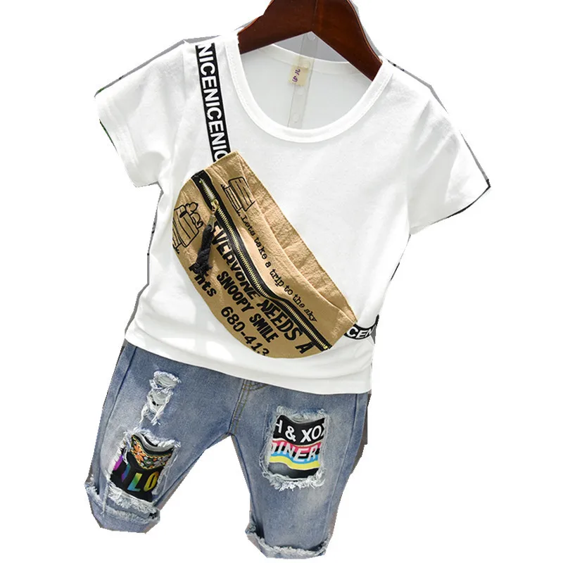 HotSale 2019 Summer Children Clothing Sets Tops +Shorts 2Pcs Set Boys T-shirt Pants Big pocket Sports Suit Kids Clothes 2-6years | Детская