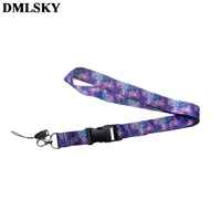 dmlsky purple leaves floral women lanyard keychain for keys badge id mobile phone key rings girls neck straps accessories m3634