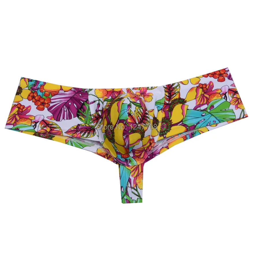 Мужское нижнее белье с мультяшным принтом цветные микро боксеры мягкое бикини