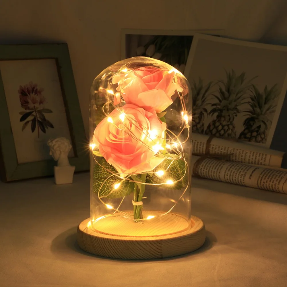 Светодиодный светильник с красными цветами на батарейках изображением