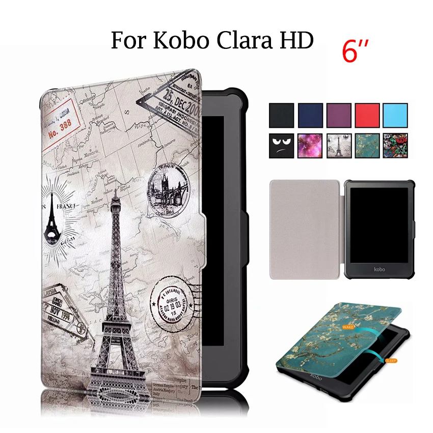 Для Kobo Clara HD электронная книга ТПУ кожаный чехол 6 ''умный магнит читалка