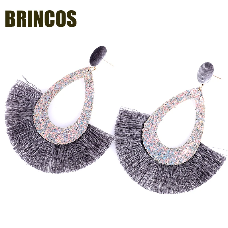 Earrings for women Neon green Tassel boho gold korean indian jewelry statement drop handmade oversize bohemia aliexpress