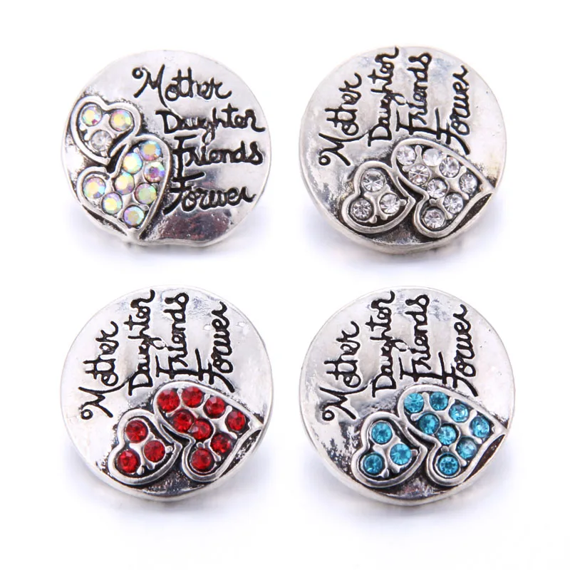 10pcs/lot High Quality Heart Rhinestone Styles Metal Charm 18mm Snap Button Bracelet For Women Boom Life DIY Jewelry | Украшения и