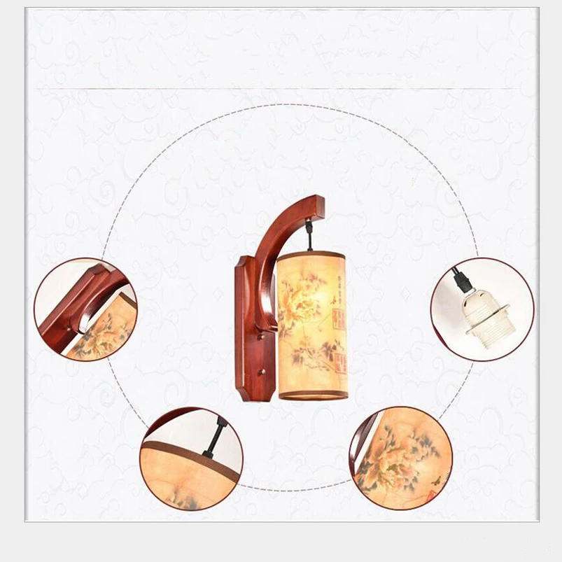 Настенный ретро-светильник в китайском стиле настенное бра античный деревянный