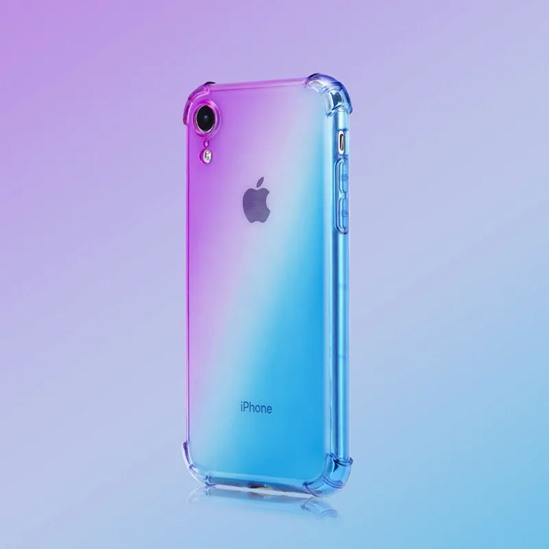 2018 новый двойной градиент цвета чехол для iPhone XR X 8 Plus 7 мягкий прозрачный ТПУ чехлы