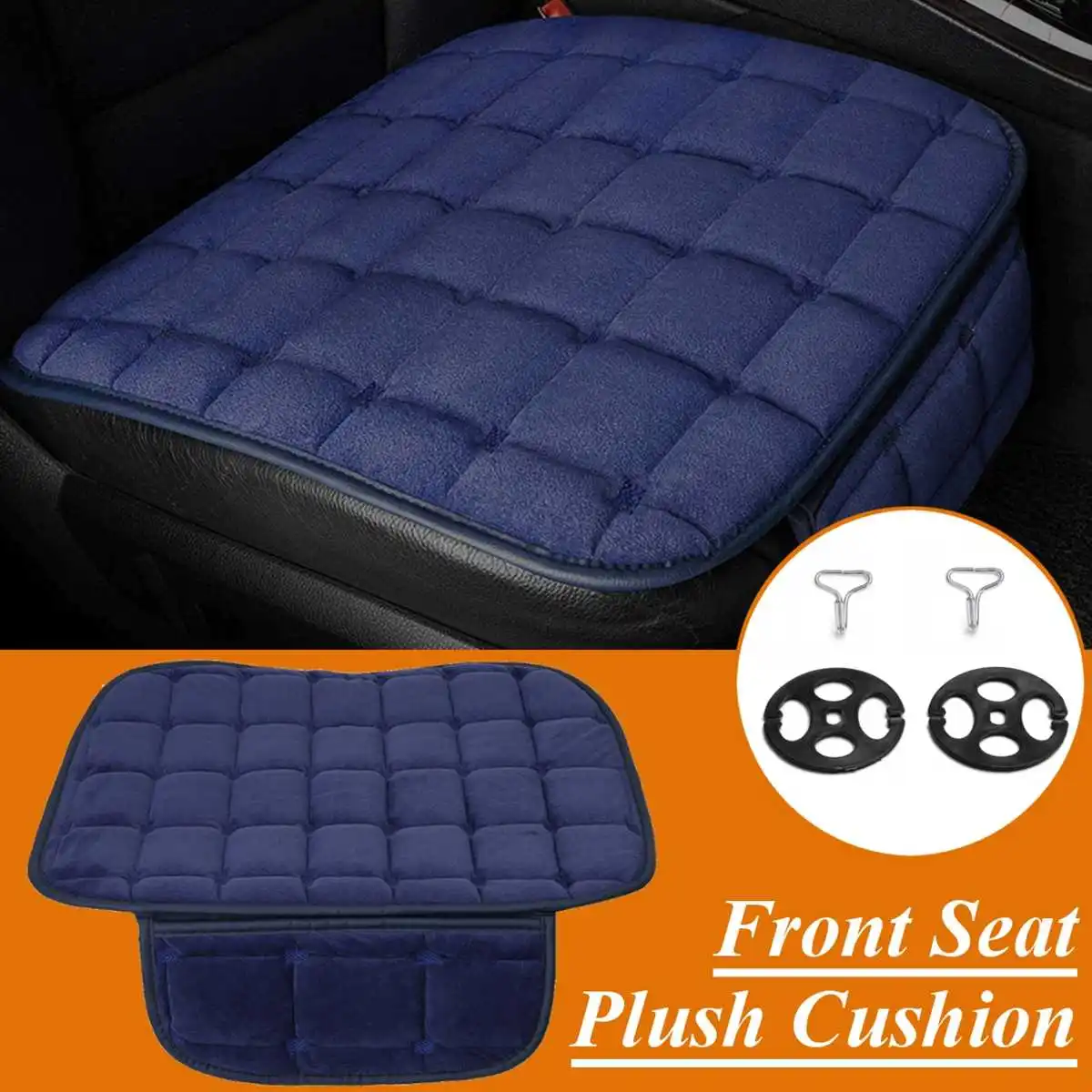 Front Blue Передняя Задняя крышка для сиденья автомобиля грузовика универсальная зимняя теплая подушка противоскользящая задняя подушка для стула для автомобиля авто защита для сиденья - Название цвета: Front Blue