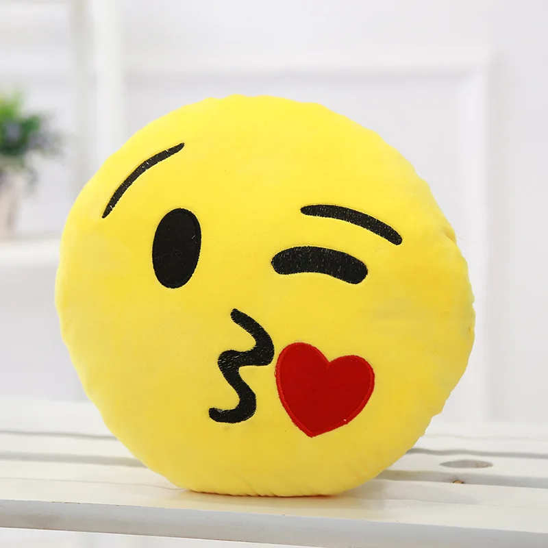 Круглая Мягкая Emoji Улыбка EmoticonYellow Подушки Fundas Cojines Decorativos Cuscini Decorativi Обеденный