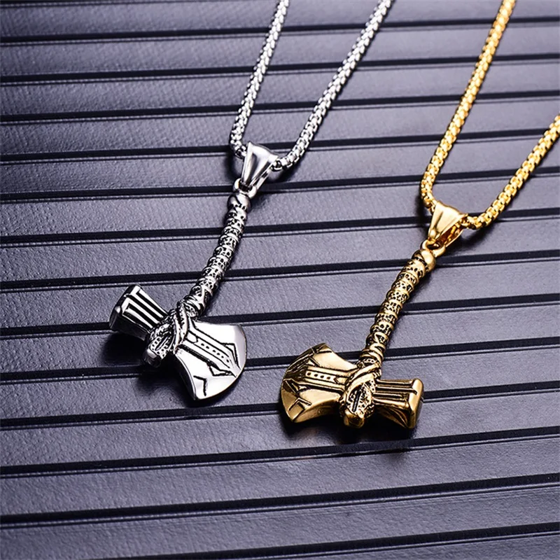 

2019 new Raytheon storm hammer pendant necklace stainless steel Quake hammer necklace men and women jewelry