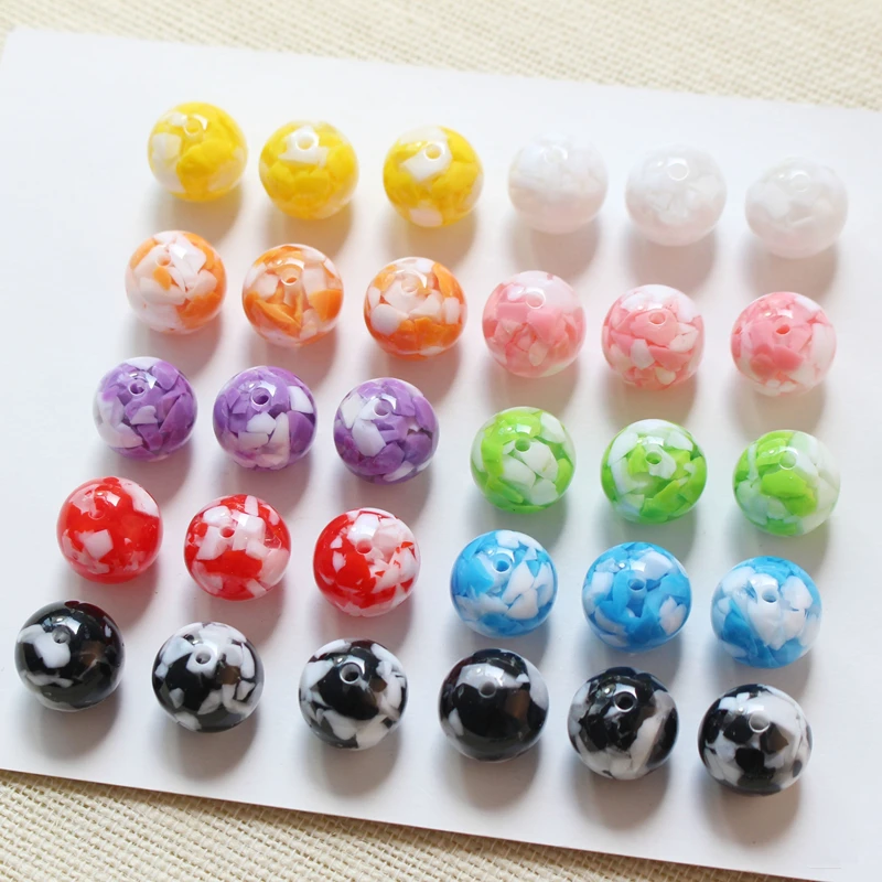 

50pcs/lot 16mm color pattern print geometry rounds balls shape resin straight hole beads diy jewelry earring/bracelet accessory