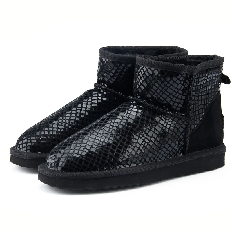 Black sequins JXANG/Лидер продаж; Брендовые женские зимние ботинки; ботильоны из натуральной яловой кожи; теплые зимние ботинки; женская обувь; 23 Цвета - Цвет: Black sequins