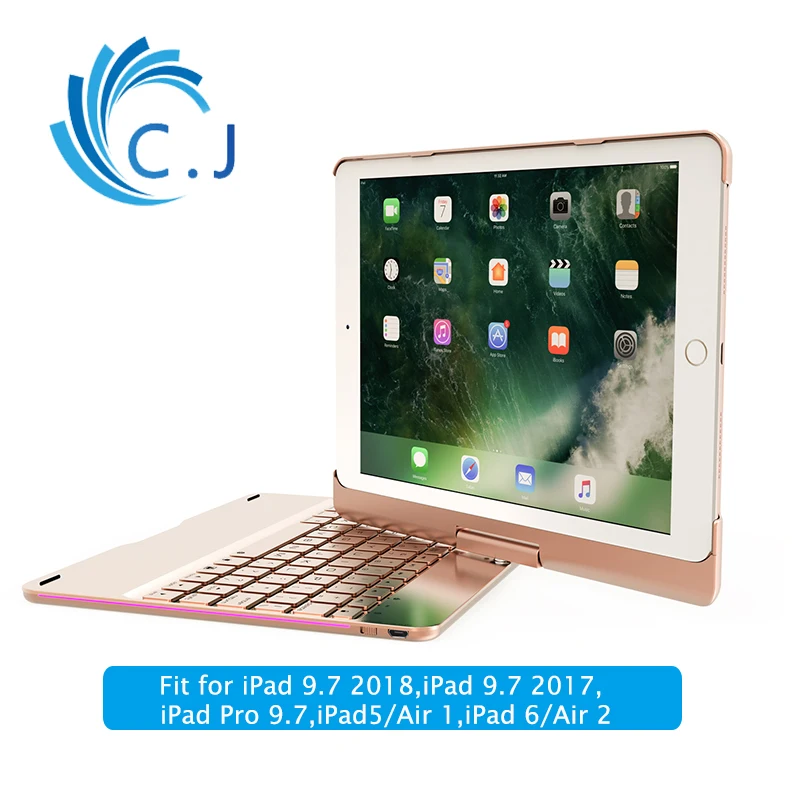 Ультра тонкий смарт беспроводной Bluetooth клавиатура чехол 360 вращение для 2018/2017 iPad9.7