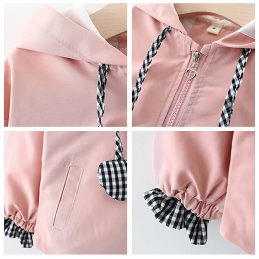 ZJHT Toddler Spring Fancy Love Jackets For Girls Clothes Autumn Children Coats Lace Long Sleeve Windbreaker Hooded Outwear MY056 | Детская