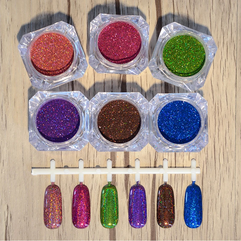 1 г/кор. Голографический Лазерный Ногтей Блеск Порошок Великолепный Порошки 6