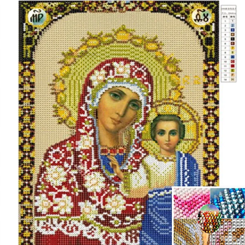 Diy кристальная круглая Алмазная картина алмазная мозаичная религиозная страз