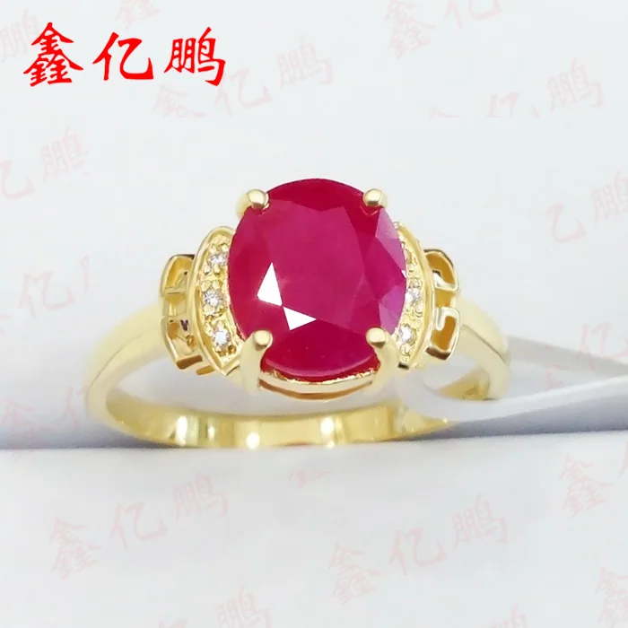 

18 k gold inlaid natural Burmese ruby ring female1.3 carats