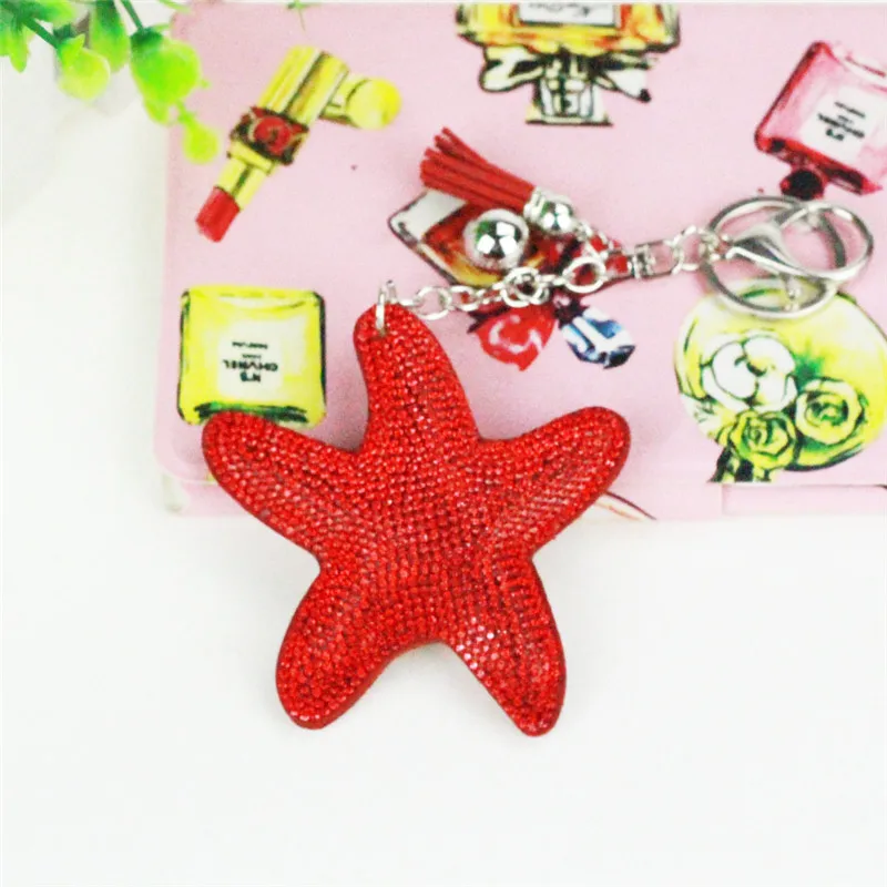 Морская звезда кисточкой брелок со стразами сплав автомобиль брелки сумка