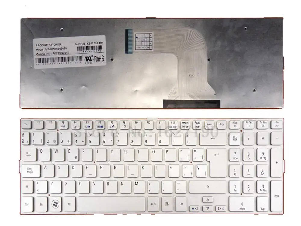 SP испанская клавиатура для ноутбука ACER AS5943 5943G AS8943 8943G Серебристая Teclado Клавиатура