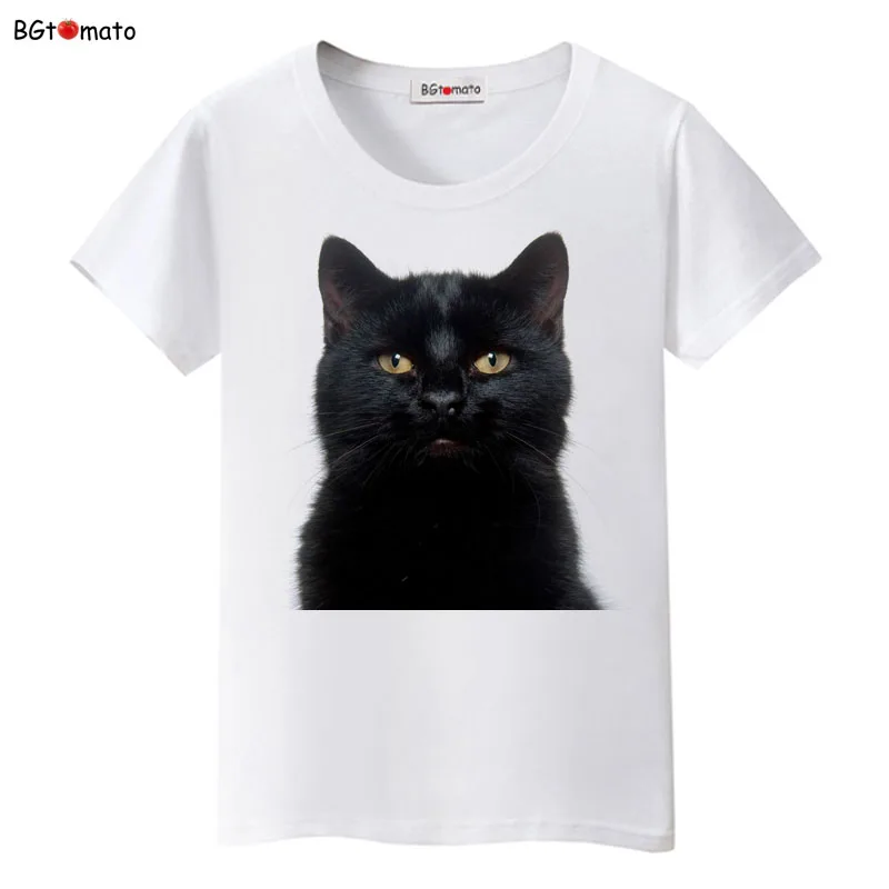 Лидер продаж футболка bgtomato с черным котом Повседневная крутая 3d принтом дешевая