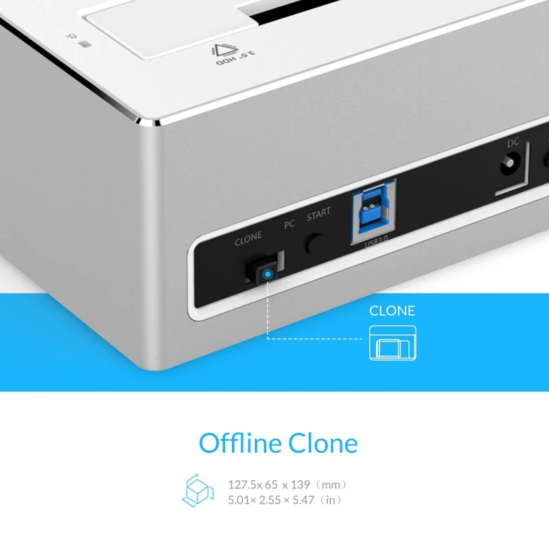 Док станция ORICO с USB 3 0 на SATA алюминиевая док двумя отсеками для HDD 2 5/3 5 дюйма SSD ОС