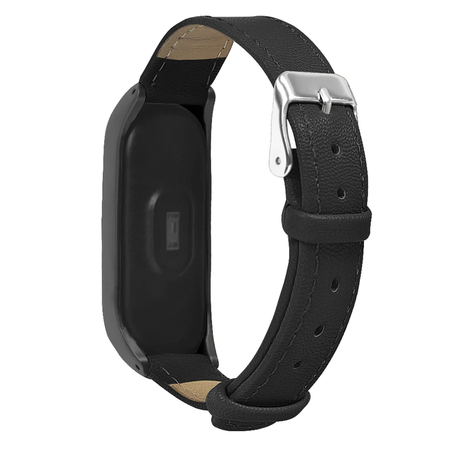 Ремешок с металлическим корпусом для Xiaomi Mi Band 3 кожаный ремешок смарт-часов