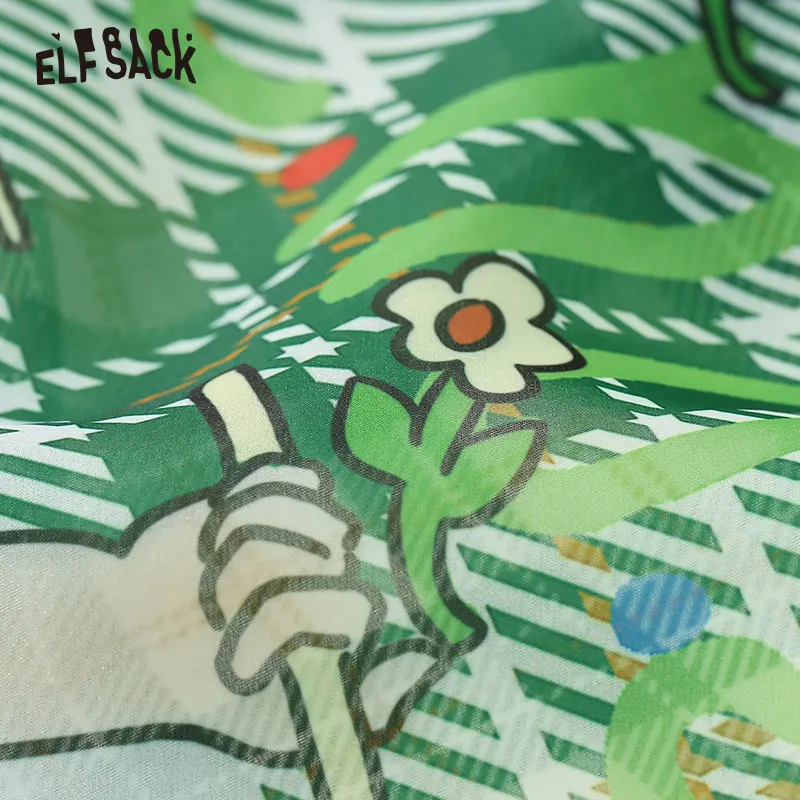 Женское винтажное вечернее платье ELFSACK зеленое клетчатое Повседневное оверсайз