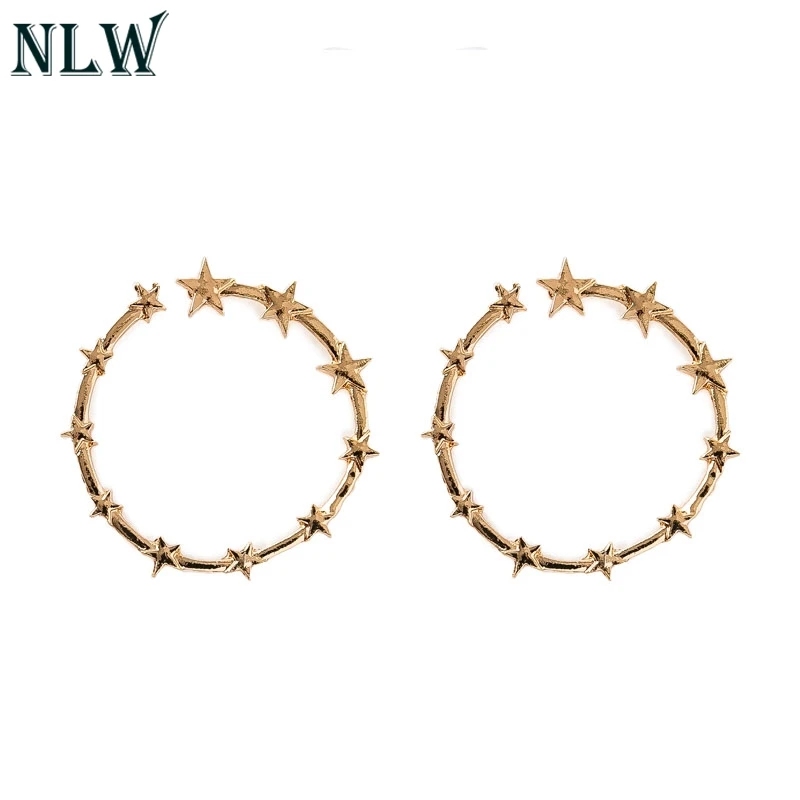 NLW Boho Star женские серьги гвоздики Золотой Серебряный круг Эффектные подарок