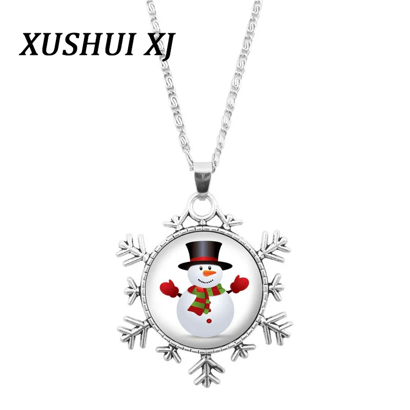 Рождественское ожерелье XUSHUI XJ с изображением снеговика и фото модное Ювелирное