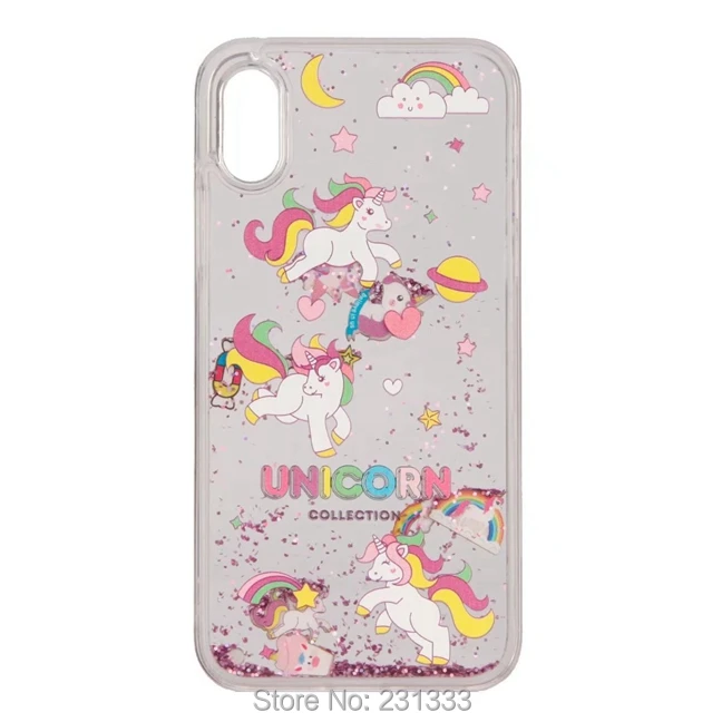 C-ku Liquid Quicksand Glitter Unicorn Hard PC TPU Case For Iphone X 8 7 PLUS 7plus I7 6 6S Star Cartoon Cover Skin Fashion 50pcs | Мобильные