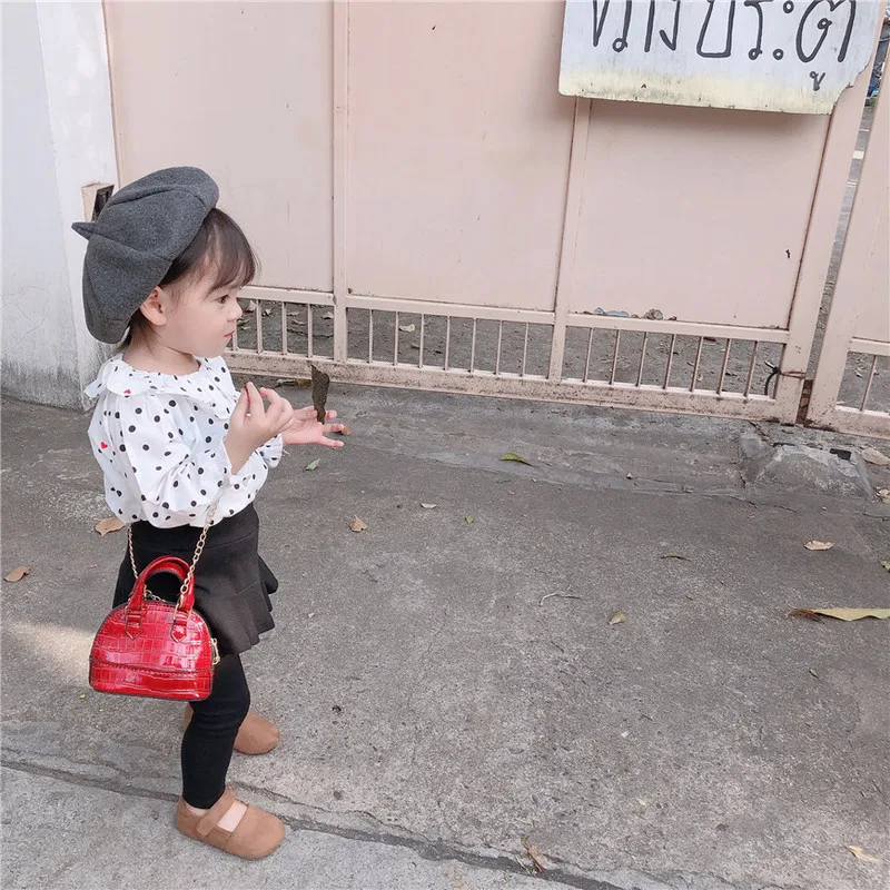

2019 Spring New Kids clothing Korean Edition Girl Baby Loving Point Doll Collar Long Sleeve White Shirt Children Tops