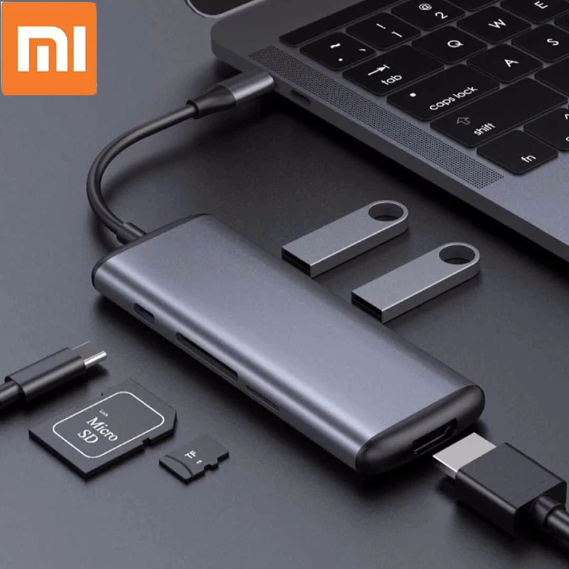 Многофункциональный преобразователь Xiaomi hagxiaomi Type C с двойным USB 3 0 адаптером для