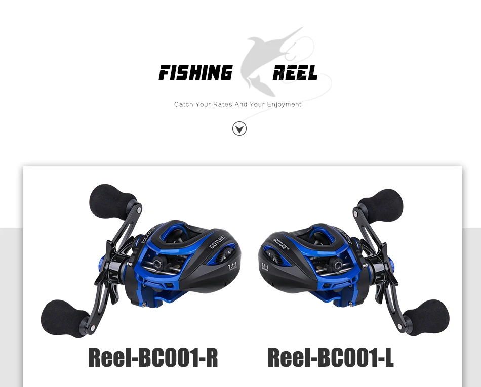 Goture Scotta катушка для baitcasing 8 кг Макс Drag 7+ 1 BB 7,1: 1 Магнитная и двойная тормозная система высокоскоростное рыболовное колесо для приманки